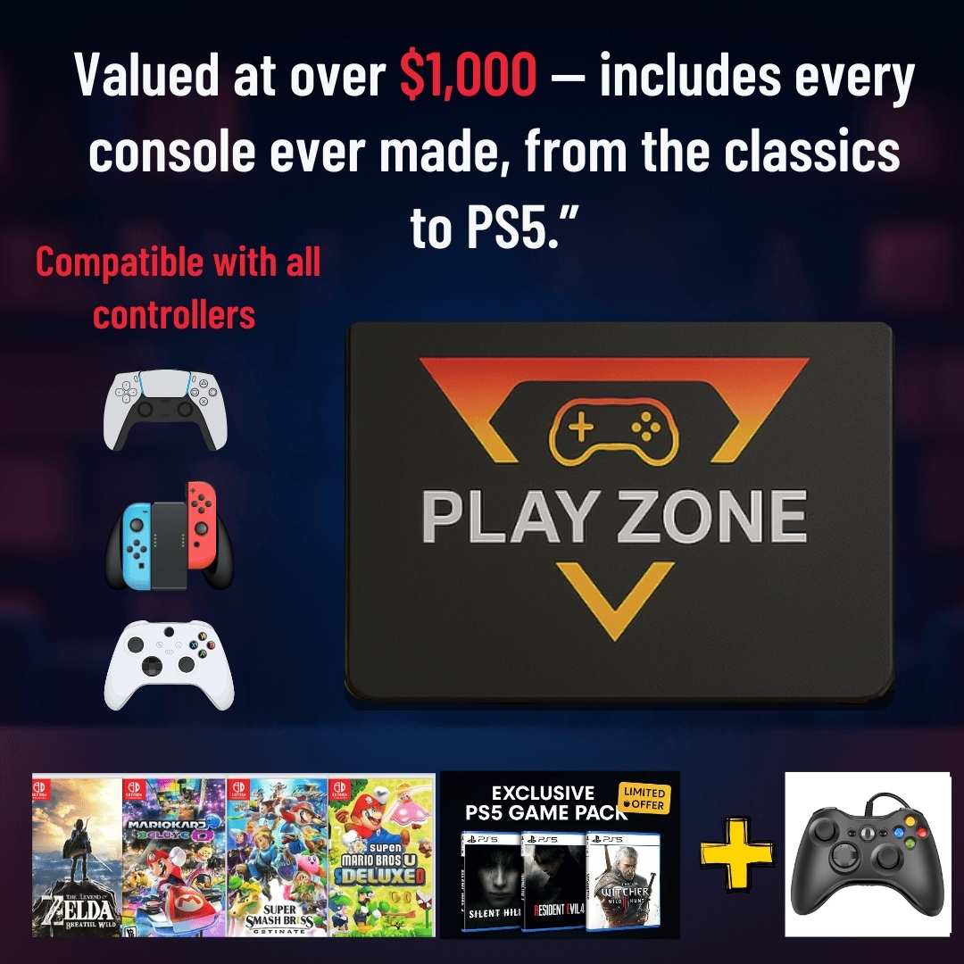 Playzone™ Super Console 1TB – Play 50,000 Games from Every Gaming Generation | Plug & Play