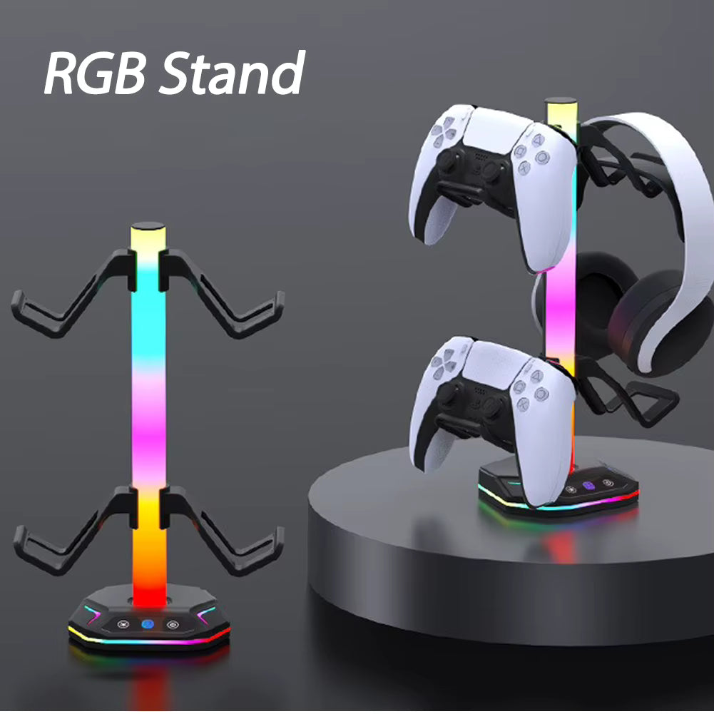 RGB Gaming Headset Stand – LED Headphone Holder Compatible with PS5 & Xbox | USB Powered Light